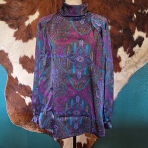 Pappagallo Multicolor Paisley Turtleneck Blouse